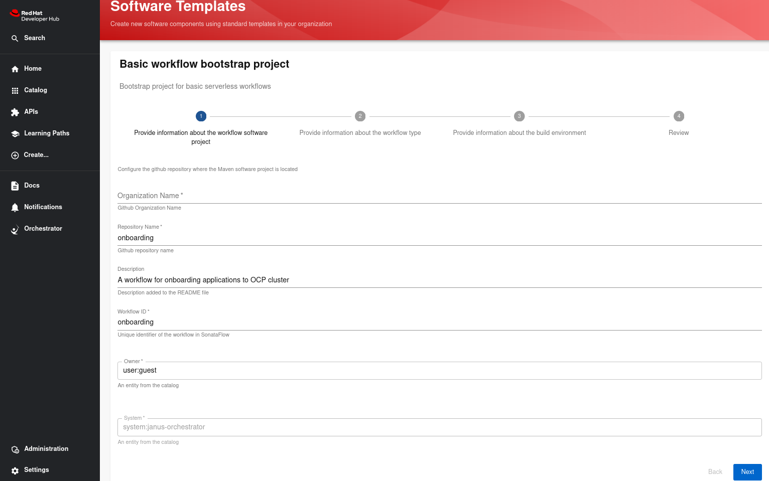 Input parameters